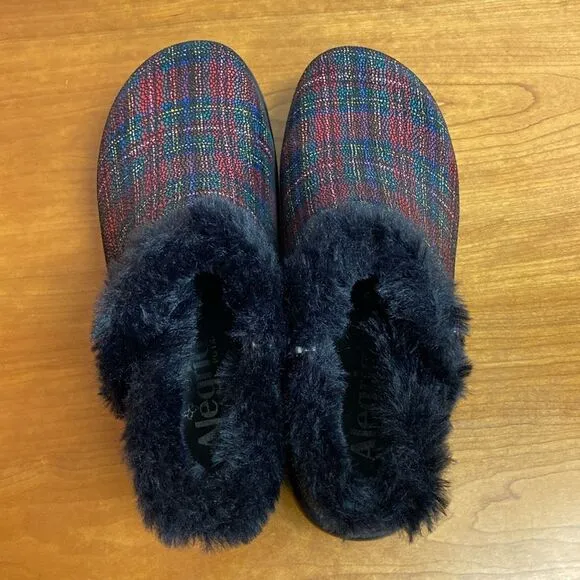Alegria Meri Water Resistant Leather Booties Tartan Faux Fur Size: 36 | 6-6.5