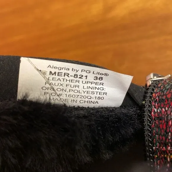 Alegria Meri Water Resistant Leather Booties Tartan Faux Fur Size: 36 | 6-6.5
