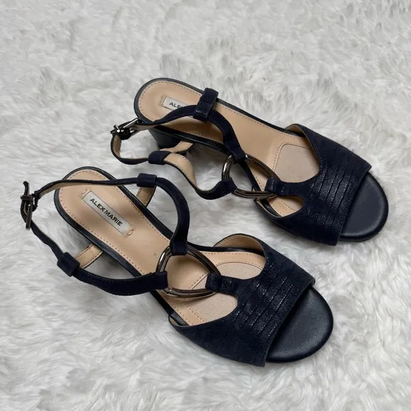 Alex Marie Navy Blue Darlena Sandals Size 6.5