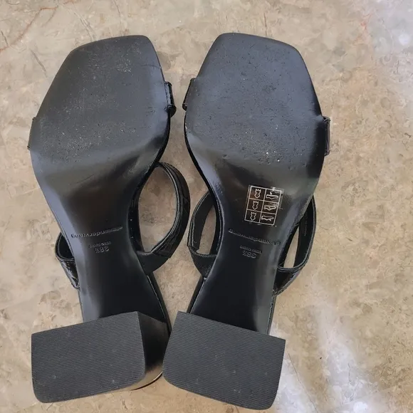 Alexander Wang Hayden Croc Slide Sandals Black Leather size 38.5 / 8.5