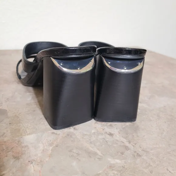 Alexander Wang Hayden Croc Slide Sandals Black Leather size 38.5 / 8.5