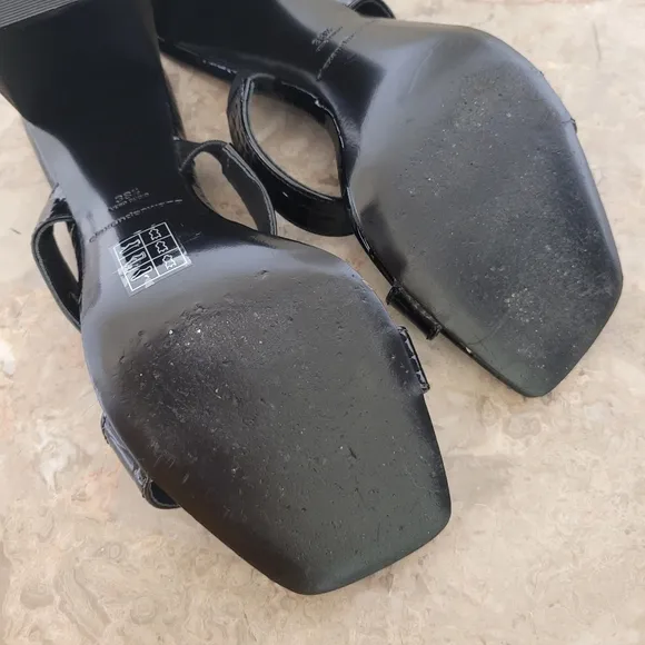Alexander Wang Hayden Croc Slide Sandals Black Leather size 38.5 / 8.5
