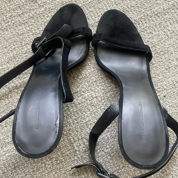 ALEXANDER WANG Women's Black Suede Antonio Strap Heels With Dust Bag
