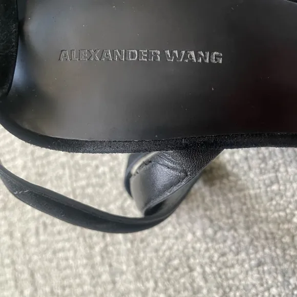 ALEXANDER WANG Women's Black Suede Antonio Strap Heels With Dust Bag
