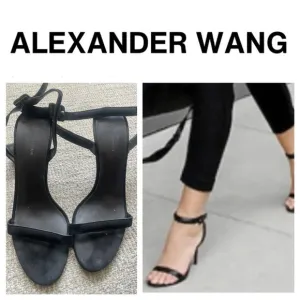 ALEXANDER WANG Women's Black Suede Antonio Strap Heels With Dust Bag