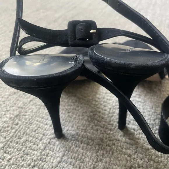 ALEXANDER WANG Women's Black Suede Antonio Strap Heels With Dust Bag