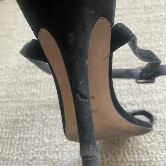 ALEXANDER WANG Women's Black Suede Antonio Strap Heels With Dust Bag
