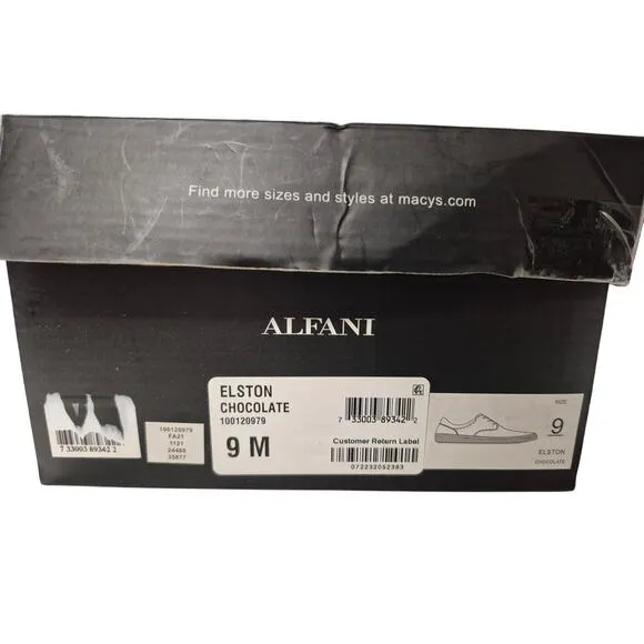 Alfani Men Plain Toe Casual Oxford Sneakers Elston Size US 9M Chocolate Brown