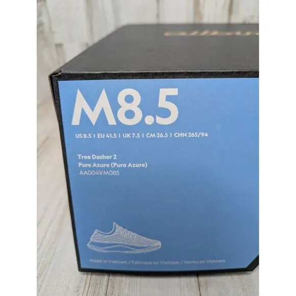 Allbirds Men's‎ Tree Dasher 2 Running Shoes Size 8.5 Medium Pure Azure Blue $134