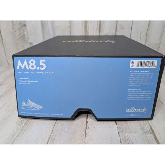 Allbirds Men's‎ Tree Dasher 2 Running Shoes Size 8.5 Medium Pure Azure Blue $134