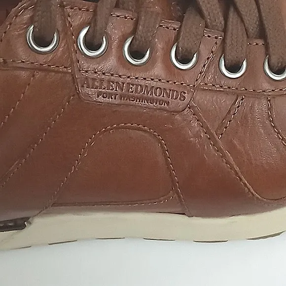 Allen Edmonds Sneakers Men's Size 8.5 D A-Trainers Brown Lace Up Leather Pre-own
