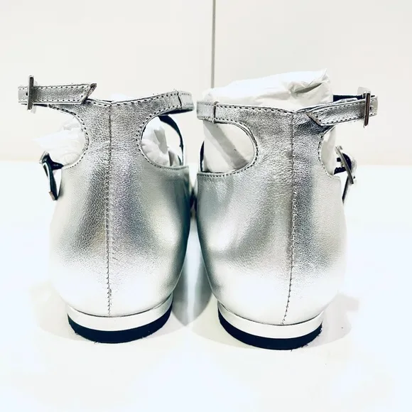 Alohas Luke Shimmer Silver Strappy Ballet Flat size 37 / 6.5