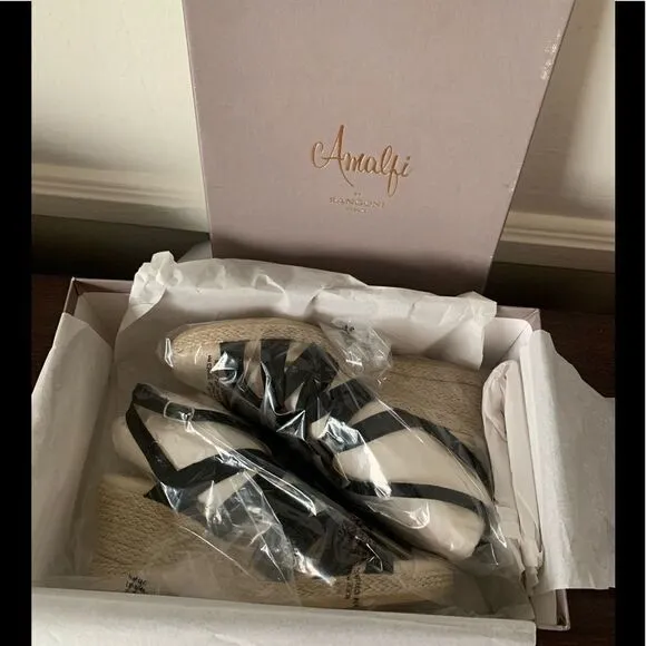 Amalfi by Rangoni Luca  soft suede leather espadrille wedge sandal size 6 new