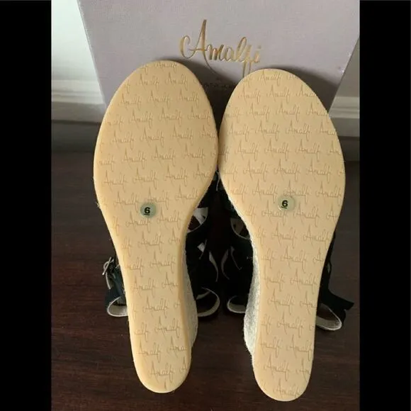 Amalfi by Rangoni Luca  soft suede leather espadrille wedge sandal size 6 new