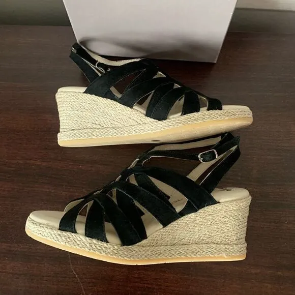 Amalfi by Rangoni Luca  soft suede leather espadrille wedge sandal size 6 new