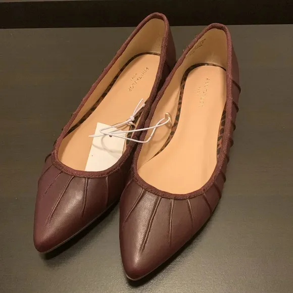 ANN TAYLOR‎ FACTORY Pointy Flat Shoes in Burgundy