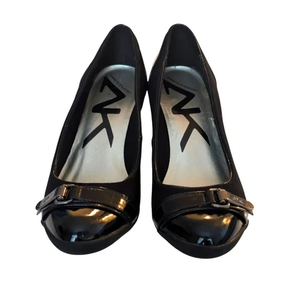 Anne Klein Sport Women Black Wedge Shoes With Buckle Size 6