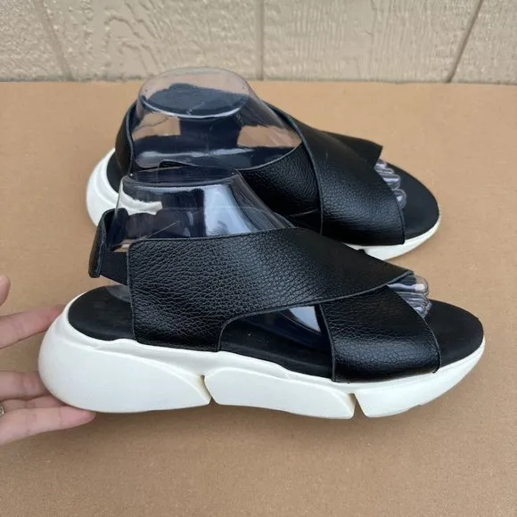 Anthropologie Black Platform Cross Sport Sandal Shoes Women's Size US 10/10.5 41