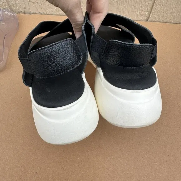 Anthropologie Black Platform Cross Sport Sandal Shoes Women's Size US 10/10.5 41