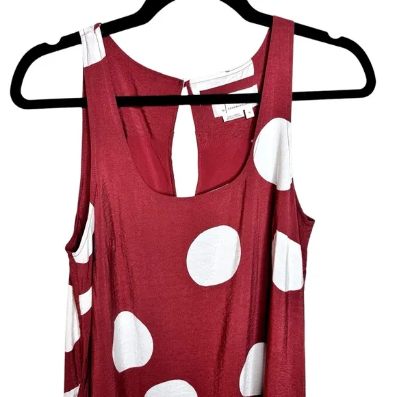 Anthropologie Michaela Polka Dot Flounced Midi Dress XS Rust   White
