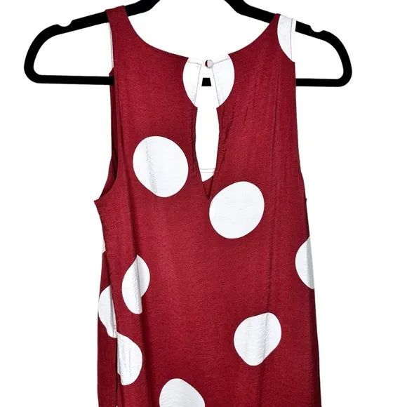 Anthropologie Michaela Polka Dot Flounced Midi Dress XS Rust   White