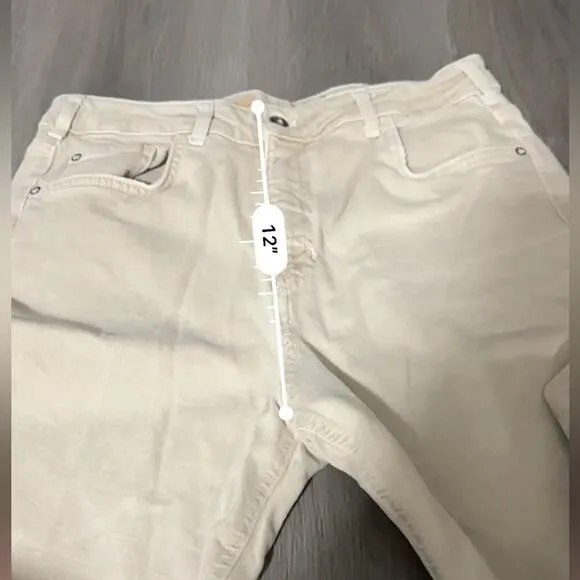 Anthropologie Pilcro Cream The Vintage Straight Raw Hem Jeans‎ Size 32
