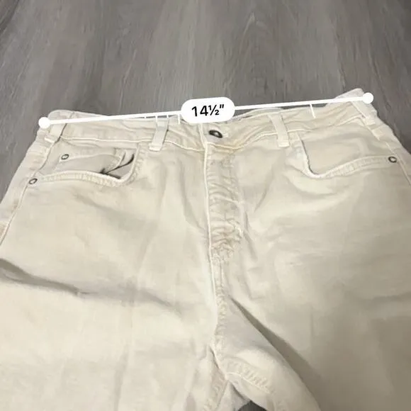 Anthropologie Pilcro Cream The Vintage Straight Raw Hem Jeans‎ Size 32