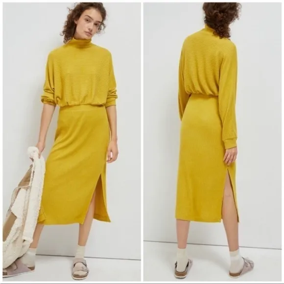 Anthropologie Saturday Sunday Maria Knit Maxi Dress Small Women’s Chartreuse EUC