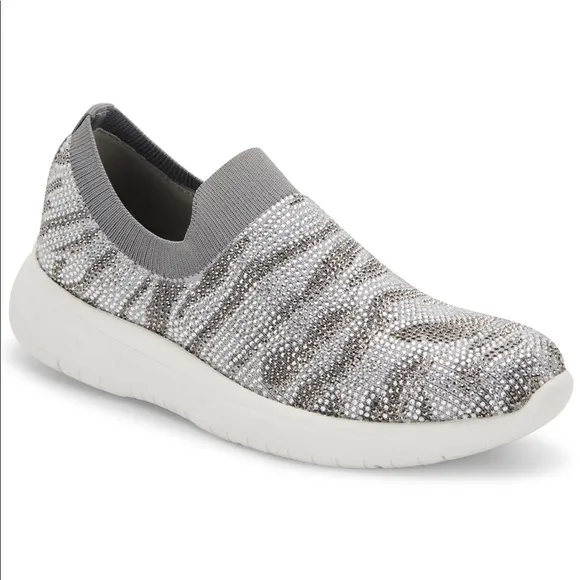 Aqua College Klaires Waterproof Slip-on Sneakers, In Grey Zebra Studs