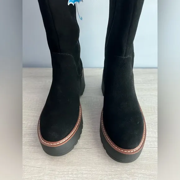 Aqua College Women's Waterproof Gina Platform Black Suede Boots Size 11