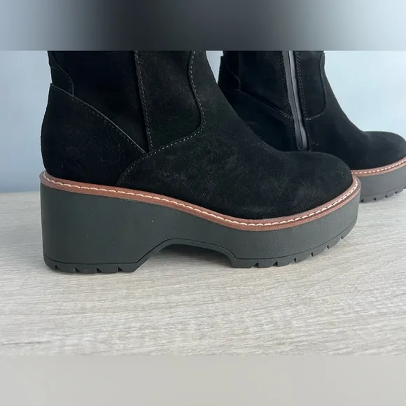 Aqua College Women's Waterproof Gina Platform Black Suede Boots Size 11