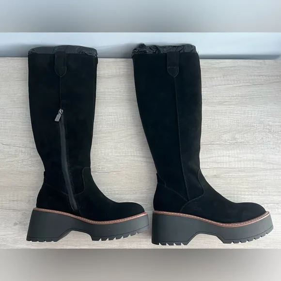 Aqua College Women's Waterproof Gina Platform Black Suede Boots Size 11