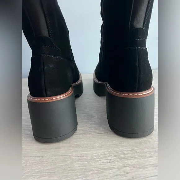 Aqua College Women's Waterproof Gina Platform Black Suede Boots Size 6