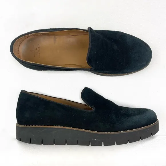 Aquatalia Black Suede Leather Foam Platform Slip On Shoes 7.5