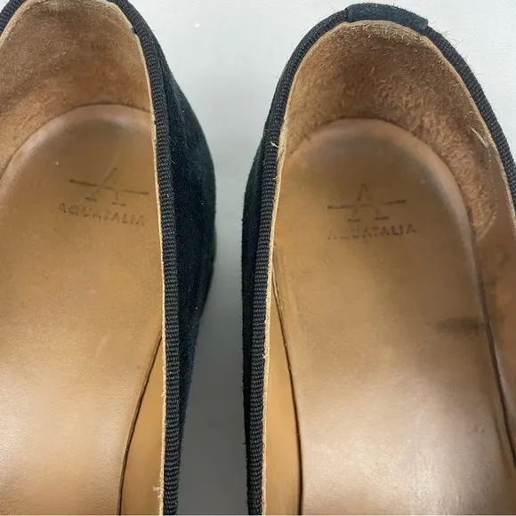Aquatalia Black Suede Leather Foam Platform Slip On Shoes 7.5