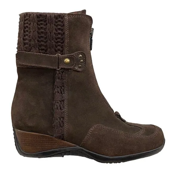 Aquatalia Marvin K Mia Women's Brown Suede Wedge Ankle Boot Size US 7