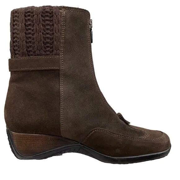 Aquatalia Marvin K Mia Women's Brown Suede Wedge Ankle Boot Size US 7
