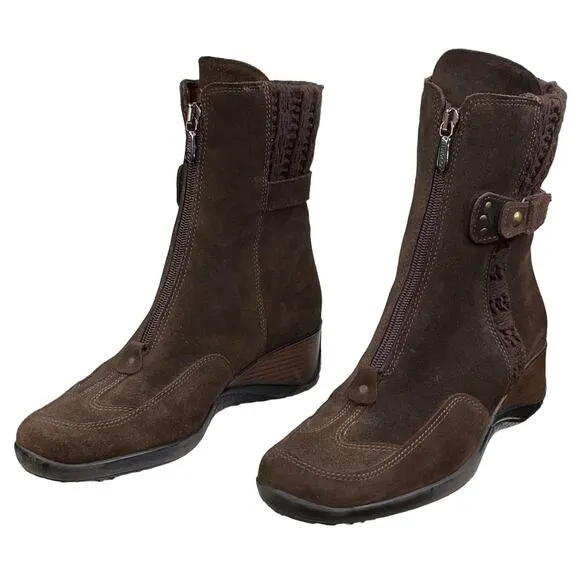 Aquatalia Marvin K Mia Women's Brown Suede Wedge Ankle Boot Size US 7