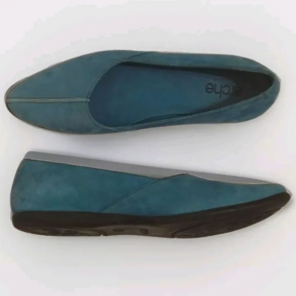 Arche Designer Torquoise Blue Pointed Toe Ballerina Flat Leather Sandals US 7
