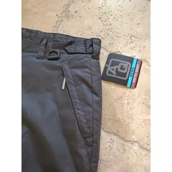 Arctic Quest Snow Pants Man's Large Gray Ski Boot Gaiters Water Resistant Cargo
