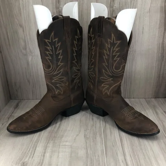 Ariat Boots Womens 9.5B Heritage Brown Leather Pull On Cowboy Western