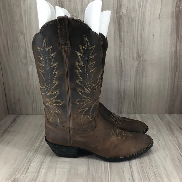Ariat Boots Womens 9.5B Heritage Brown Leather Pull On Cowboy Western