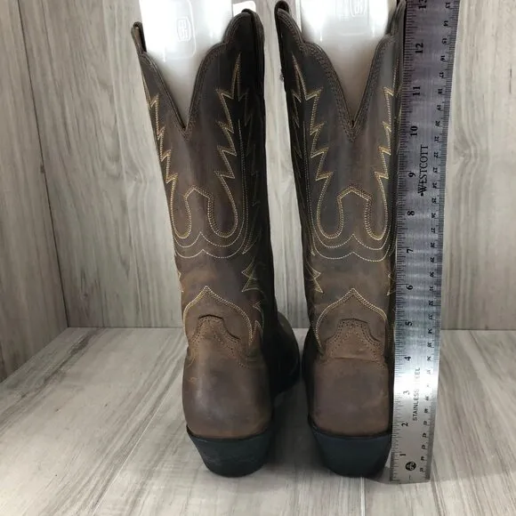 Ariat Boots Womens 9.5B Heritage Brown Leather Pull On Cowboy Western