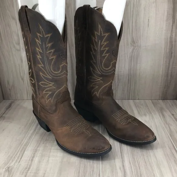 Ariat Boots Womens 9.5B Heritage Brown Leather Pull On Cowboy Western
