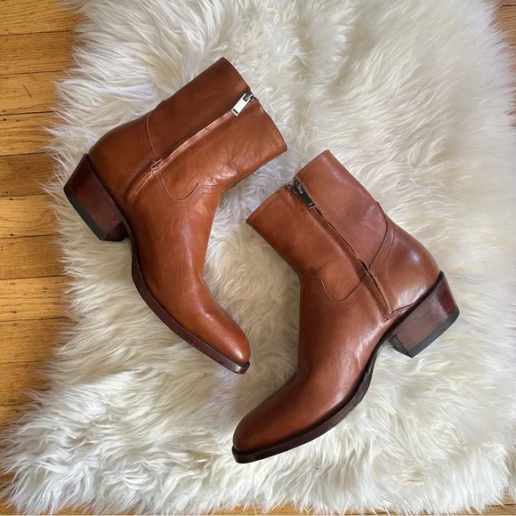ariat ‘brewer’ cognac brown leather ankle chelsea cowboy western boots men’s 10D