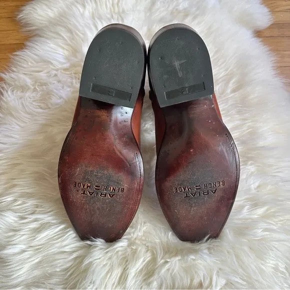 ariat ‘brewer’ cognac brown leather ankle chelsea cowboy western boots men’s 10D