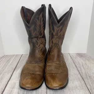 Ariat Heritage Mens 12M Stockman Western Leather Workboots Brown Slip Resistant