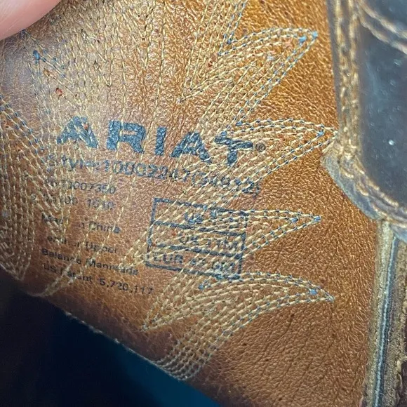 Ariat Heritage Mens 12M Stockman Western Leather Workboots Brown Slip Resistant