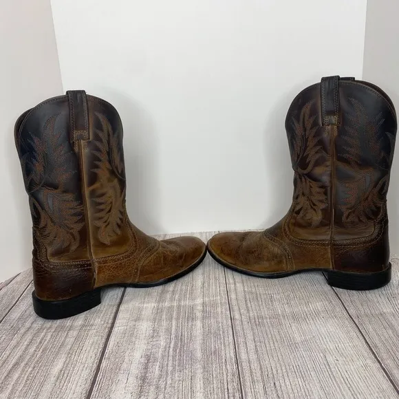Ariat Heritage Mens 12M Stockman Western Leather Workboots Brown Slip Resistant