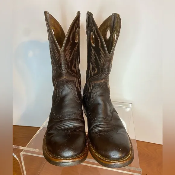 Ariat Heritage Roughstock Western Boot Brown Oiled Rowdy Mens 7.5B
